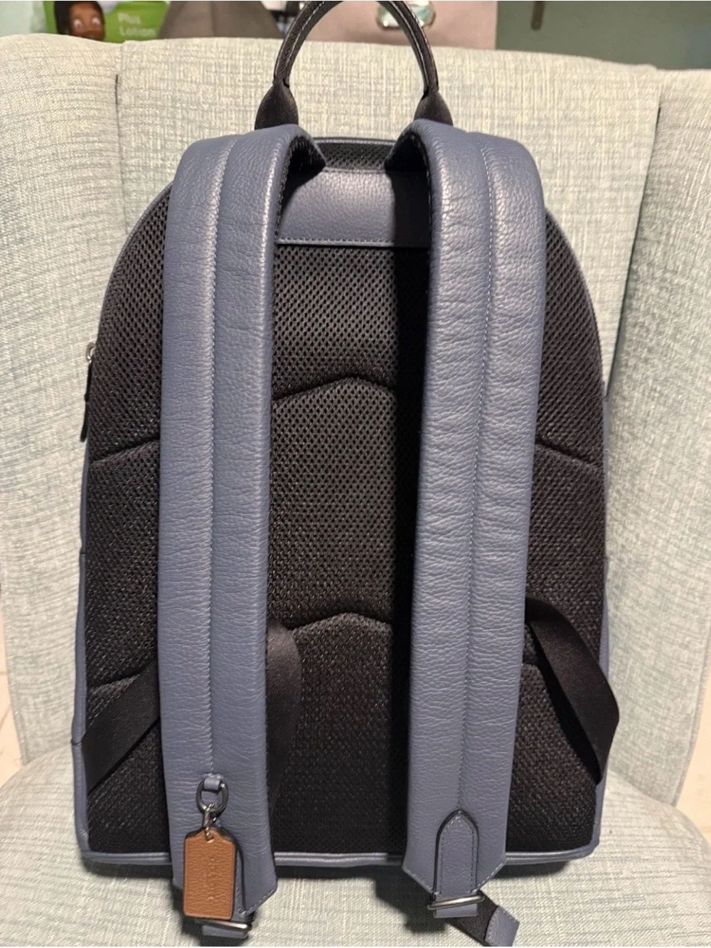 Coach west backpack refined pebble leather blue comfort carry